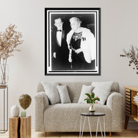 Historic Framed Print, [Edith Bolling Galt Wilson, half-length portrait, facing left, wearing fur stole, standing with Richard Coe],  17-7/8" x 21-7/8"