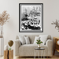 Historic Framed Print, [Dwight David Eisenhower in a car at head of a parade going up Broadway, waves to crowd].World Telegram photo by Dick DeMarsico.,  17-7/8" x 21-7/8"