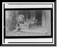 Grace Ellery Channing Stetson seated with her uncle, William Douglas O'Connor, on porch of the Channing home, 170 N. Orange Grove Ave., Pasadena, California - 2, Antique Print