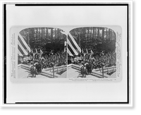 President McKinley approaching the platform from which the Battleship Ohio" was launched, San Francisco, Cal.", Antique Poster