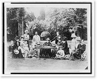 Members of the British royal family including King George V and King Edward VIII, gathered around Queen Victoria at a garden party Classic, Historic Reproduction