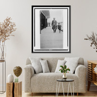 Japanese man and boy walking on deck of the Lusitania, Historic Print