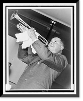 Historic Framed Print, [Louis Armstrong, half-length portrait, facing left, playing trumpet],  17-7/8" x 21-7/8"