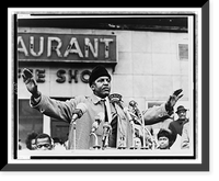 Historic Framed Print, [Bayard Rustin, half-length portrait, facing front, microphones in foreground].World Telegram & Sun photo by Stanley Wolfson.,  17-7/8" x 21-7/8"