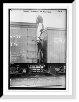 Tramps fighting between railroad cars Classic, Antique Wall Art
