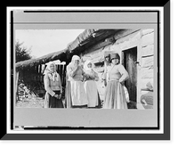 Historic Framed Print, [Five peasant women standing outside of log house, Russia],  17-7/8" x 21-7/8"