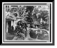 Garden, with large bird at pool, in Convento de Santa Clara, Havana, Cuba, Vintage Poster