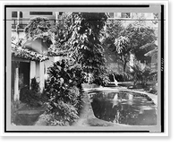 Garden, with large bird at pool, in Convento de Santa Clara, Havana, Cuba, Vintage Poster
