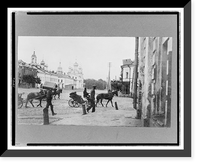 Historic Framed Print, [People and horse-drawn carriages on street, Yaroslavl, Russia],  17-7/8" x 21-7/8"