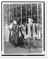 Act III, Scene 2 of Hamlet, showing Claudius handing Laertes a knife, Mayakovsky Theater, Moscow, Russia, Vintage Print