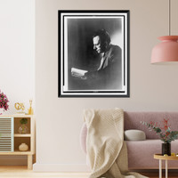 Erich Fromm, half-length portrait, left profile, reading book, Antique Poster