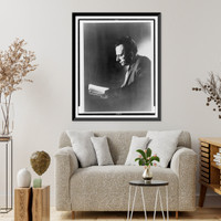 Erich Fromm, half-length portrait, left profile, reading book, Antique Poster
