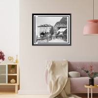 Hotel Pension la Tete Noire, somewhere in Europe, with horses and carriages in foreground Classic, Antique Print