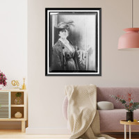 Gertrude K&auml;sebier, wearing feathered hat, standing, facing front, half-length portrait, Antique Wall Art