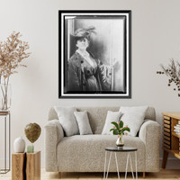 Gertrude K&auml;sebier, wearing feathered hat, standing, facing front, half-length portrait, Antique Wall Art