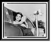 Natalie Wood displays new drive in-movie speaks as she leans out of car window, Hollywood, California, Antique Wall Art