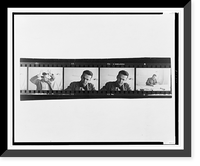 Historic Framed Print, [Charles Eames, designer, head-and-shoulders portraits, seated at desk in office],  17-7/8" x 21-7/8"