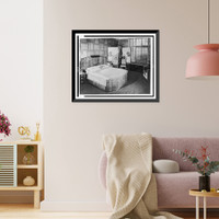 George Gershwin's bedroom with bed and screen designed by Botkin, Vintage Wall Art