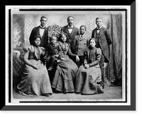 Historic Framed Print, [(Back row, left to right) Mr. Davis, Mr. Sherrill, Mr. Allen, and (front row, left to right) Miss Amanda Davis, Mrs. Sherrill, Mrs. Allen with two children].DeYoungs', New York.,  17-7/8" x 21-7/8"
