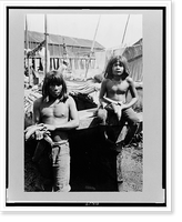 Panama - San Blas. Native Indians at beach market, Vintage Print