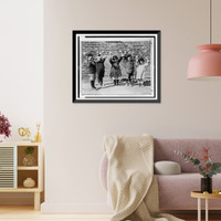 Five Asian children holding up small barbells Classic, Antique Poster