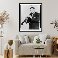 Historic Framed Print, [Pete Fountain, half-length portrait, facing left, playing clarinet],  17-7/8" x 21-7/8"