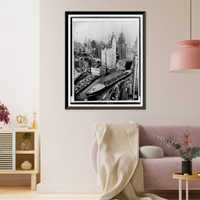 Aerial view of the Marine Angel, the largest vessel to travel the Mississippi River and the Illinois Waterway, as it rounds a sharp bend in the Chicago River, Chicago, Illinois Heritage Wall Art