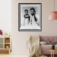 Historic Framed Print, [Man standing, with arm around another man, half-length, Dra Wadi, Morocco],  17-7/8" x 21-7/8"