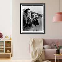 Sonny Berman, half-length portrait, facing right, playing trumpet.photo by Albert A. Freeman, Vintage Wall Art