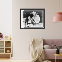 Israeli folksingers Hillel Raveh, playing pipe and Aviva playing tambourine, Vintage Wall Art