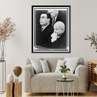 Nikita Khrushchev (left) and Leonid Brezhnev (right), attending a session of the Supreme Soviet, Moscow, 1961, Antique Poster