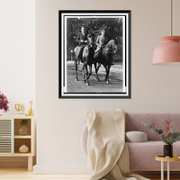 John Coolidge on horseback, with another rider, probably Secret Service agent Jim Haley Classic, Vintage Print
