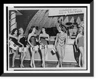 Ann Daly (No. 25) screams as she is declared Miss Color-TV" in beauty contest at Palisades Amusement Park, N.J.; other contestants stand alongside her", Vintage Print
