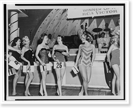 Ann Daly (No. 25) screams as she is declared Miss Color-TV" in beauty contest at Palisades Amusement Park, N.J.; other contestants stand alongside her", Vintage Print