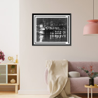 Historic Framed Print, Reflections, night, New York,  17-7/8" x 21-7/8"