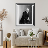 Historic Framed Print, [Andrew Carnegie, three-quarter length portrait, leaning on chair, facing front],  17-7/8" x 21-7/8"