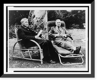 Allan Nevins (right) and Henry Steele Commager, full-length portraits, sitting in lawn chairs beneath a eucalyptus tree, Historic Reproduction