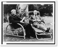 Allan Nevins (right) and Henry Steele Commager, full-length portraits, sitting in lawn chairs beneath a eucalyptus tree, Historic Reproduction