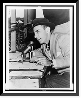 Bill Stern, three-quarter length portrait, seated at microphones, facing left, Vintage Wall Art