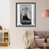 Mrs. Alphonso Taft with Maria Herron and Fanny Taft, full-length portrait, facing left, Antique Wall Art