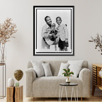 Josh White (left) holding guitar and Josh White, Jr. (right) holding microphone, Antique Wall Art