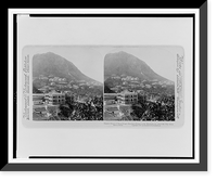Historic Framed Print, Palatial homes of Hong Kong's Merchant Princes on the mountain side above the city - from Bowen Road,  17-7/8" x 21-7/8"