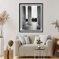 U.S. Supreme Court, looking through pillars toward the Capitol building Classic, Historic Print