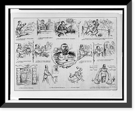 Cartoon depicting scenes in the life of John Morrissey, showing him as a fighter, in jail, as a politician, etc..P. Kramer. Classic, Historic Print