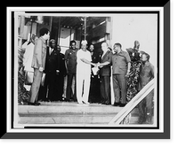 President Tolbert with other men at public entrance to the executive mansion, Monrovia, Liberia, Antique Print