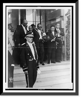Liberian President William Tubman, three-quarter length portrait, standing, facing right, in uniform, with group of other men, Vintage Print