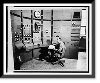 Enrico Fermi seated at control panel of a particle accelerator, the world's most powerful atom smasher"", Vintage Poster