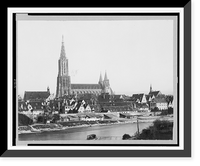 Historic Framed Print, [View of Ulm, Germany, with cathedral and churches in background],  17-7/8" x 21-7/8"