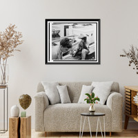 Alan Lomax (left) youngster on board boat, during Bahamas recording expedition, Vintage Print