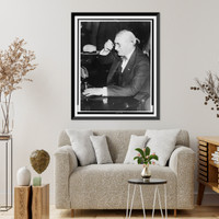 Historic Framed Print, [William S. Knudsen, half-length portrait, seated, facing left, testifying before the Monopoly Investigating Committee],  17-7/8" x 21-7/8"